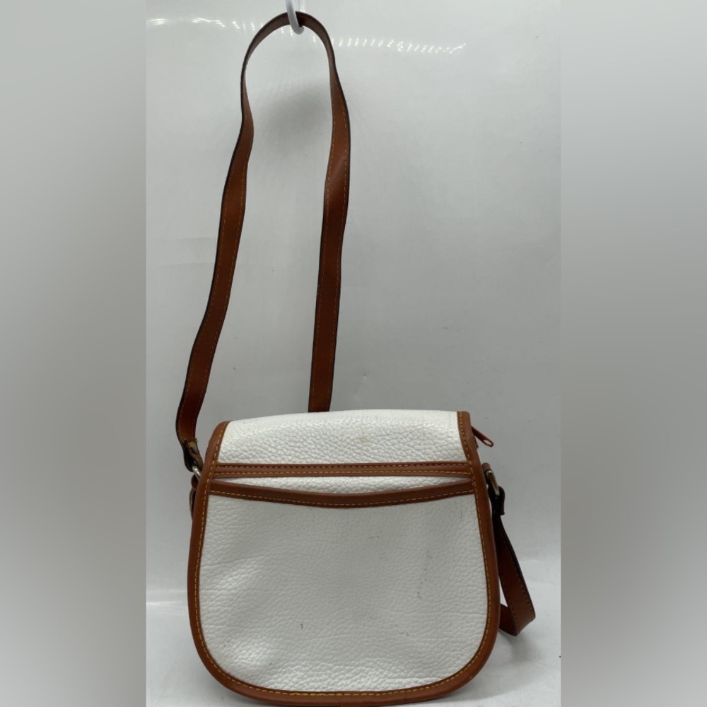 Dooney & Bourke Womens White Brown Leather Inner Divider Zipper Crossbody Bag - Picture 2 of 4